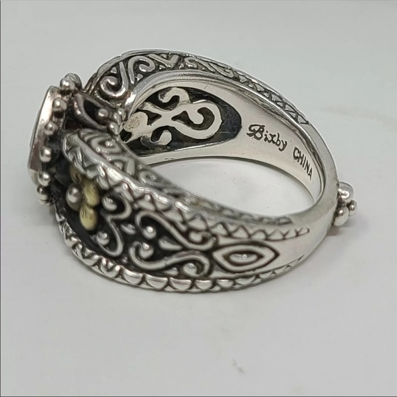 925 SS and 18K gold flower and 1.60CT garnet ring - Picture 4 of 16